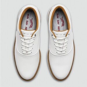 Sunday Red Men's White Leather Golf Shoes